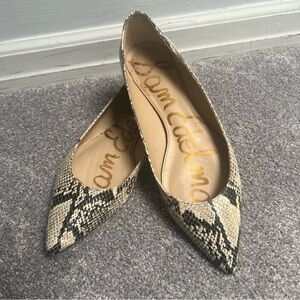 Sam Edelman Women's Black and Cream Snakeskin Flats